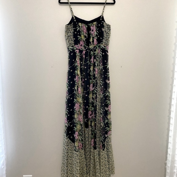 Multi Black Chiffon Floral Flowy Maxi Dress -Spring - Picture 6 of 10